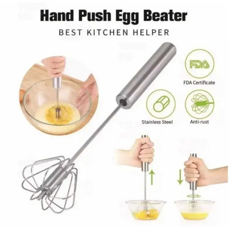 Egg Beater | Stainless Steel Spring Egg Beater | Whisker, Coffee Whisker, Hand Push Beater