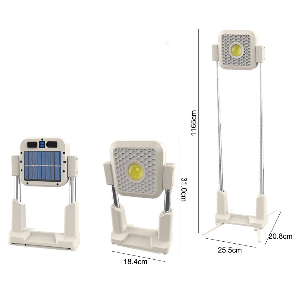 Portable COB Rechargeable LED Camping Lamp Retractable Solar Panel Floodlight Energy Saving Work Light for Outdoor Adventures