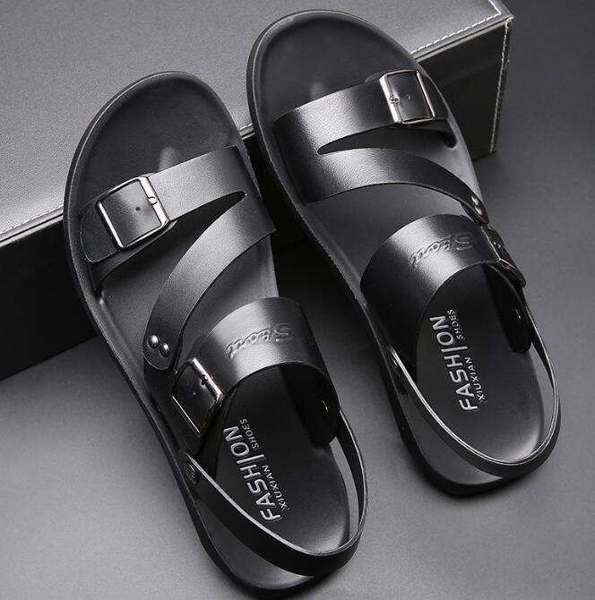 2025 New Ruvell Wholesale and Retail High Quality Men's Leather Outdoor/beach Sandals Thick Sole Summer