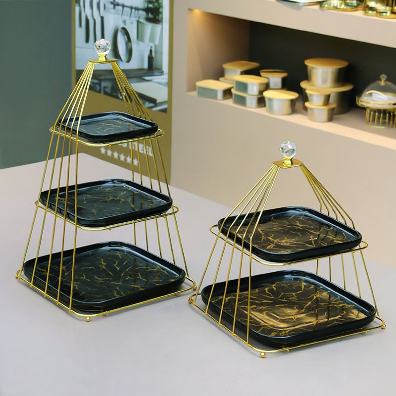 Factory Hot Selling High End Luxury Marble 3 Tier Ceramic Cake Pan Cake Stand New Design Suitable for Party Wedding