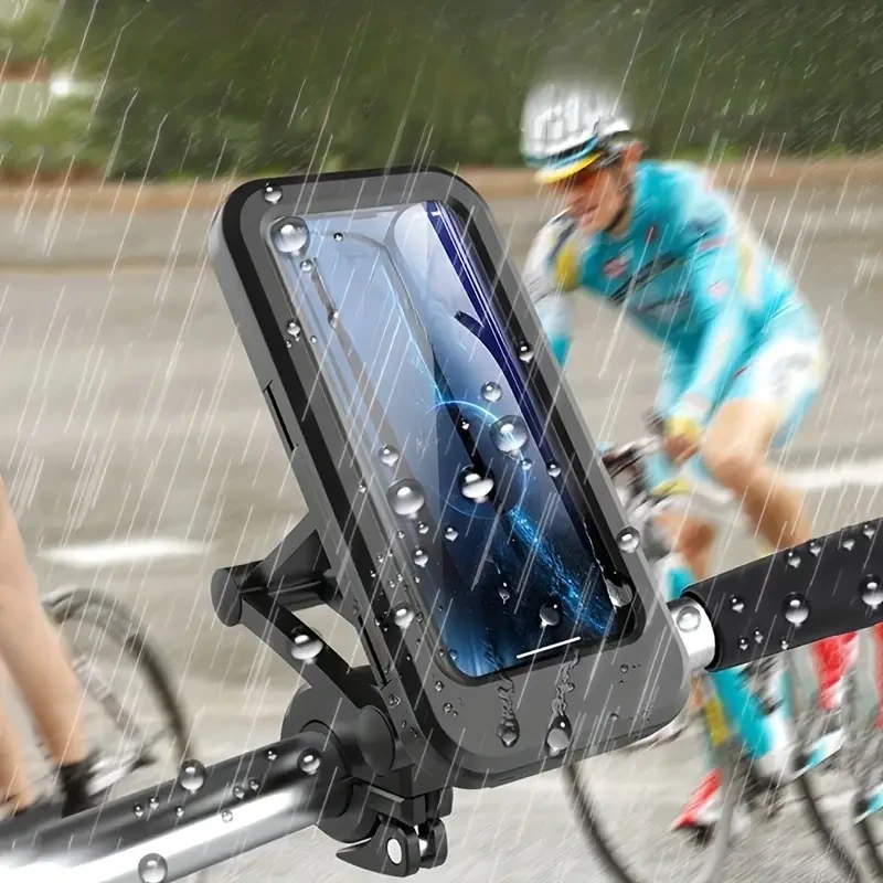 1pc Waterproof Motorcycle Phone Holder, ABS Material, Magnetic Suction, Telescopic, Rainproof Bicycle and Electric Bike Navigation Bracke