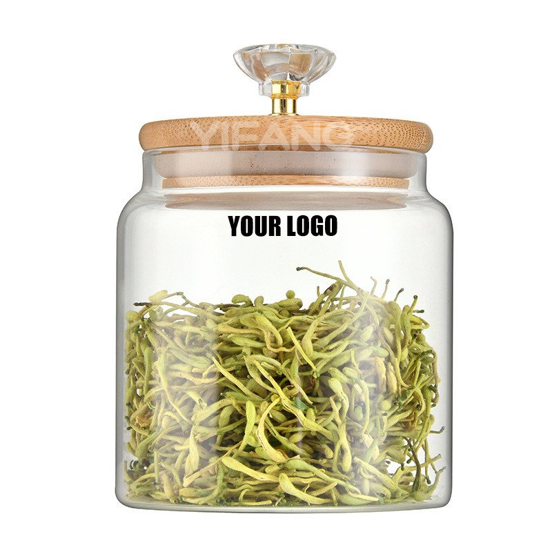 High Quality Glass Storage Jars With Bamboo Lids for Tea Spices Herbs Food Preservation Stylish Design Transparent Containers