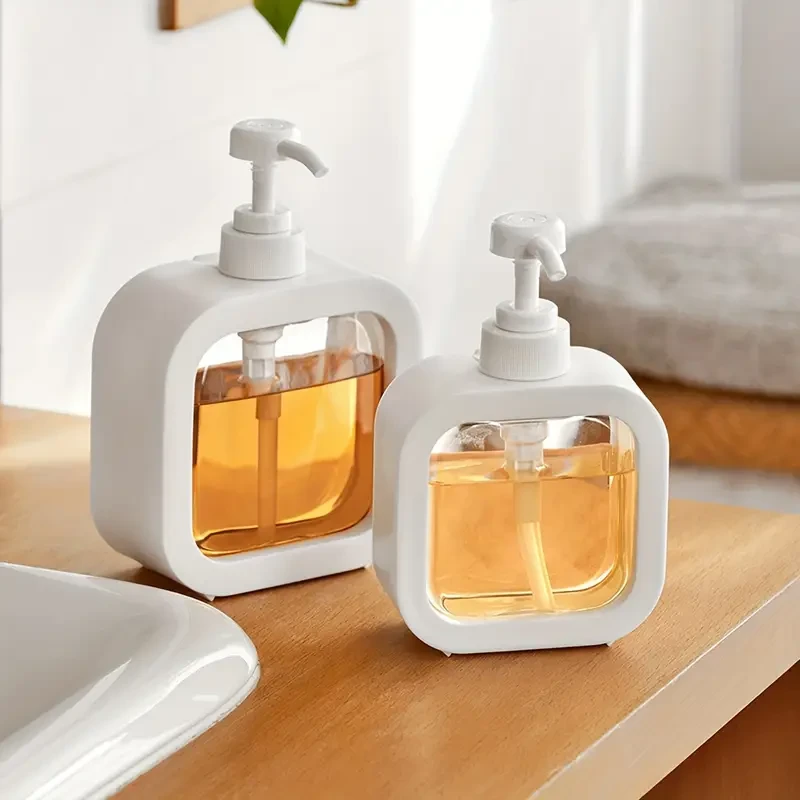 1pc Clear Plastic Soap Dispenser - Press-Type, Refillable Lotion & Shampoo Bottle for Bathroom
