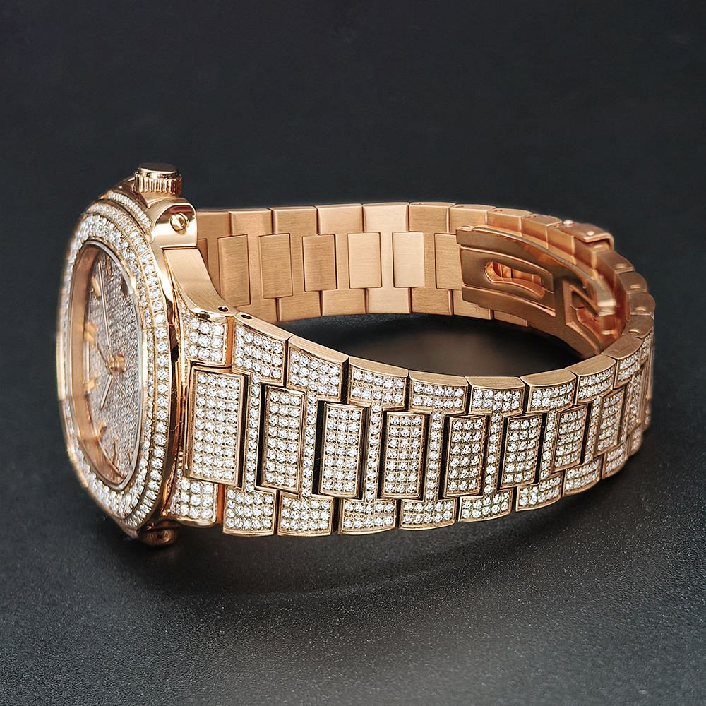 Montre Full Real Diamond Hip Hop Iced Out Automatic Jewelry Watches Gold Luxury Brand Men Mechanical VVS Moissanite Watch