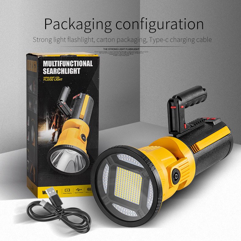 New 2023 Multi-Functional Rotating Search Hunt Emergency Flood Light Foldable LED USB Rechargeable Flashlights & Torches Camping