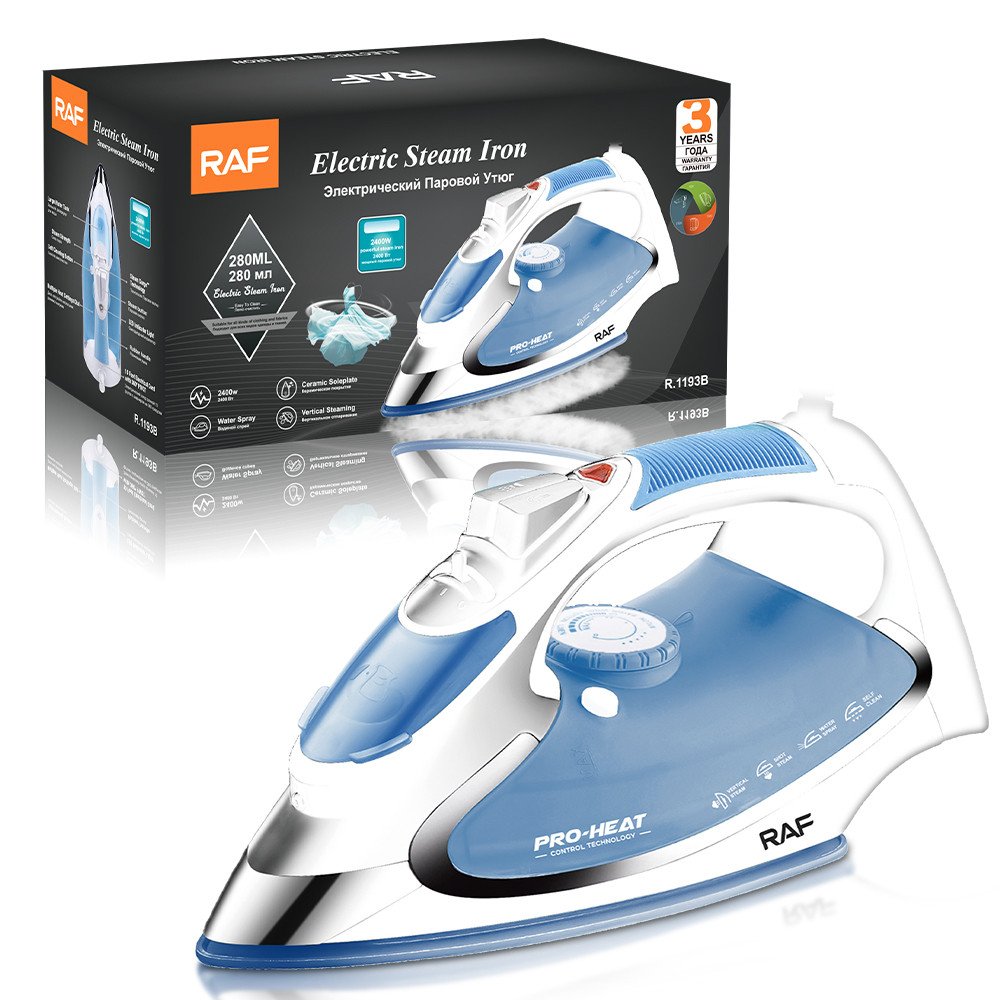 2400W RAF iron steam ceramic soleplate clothing ironing machine Electric iron with anti drip