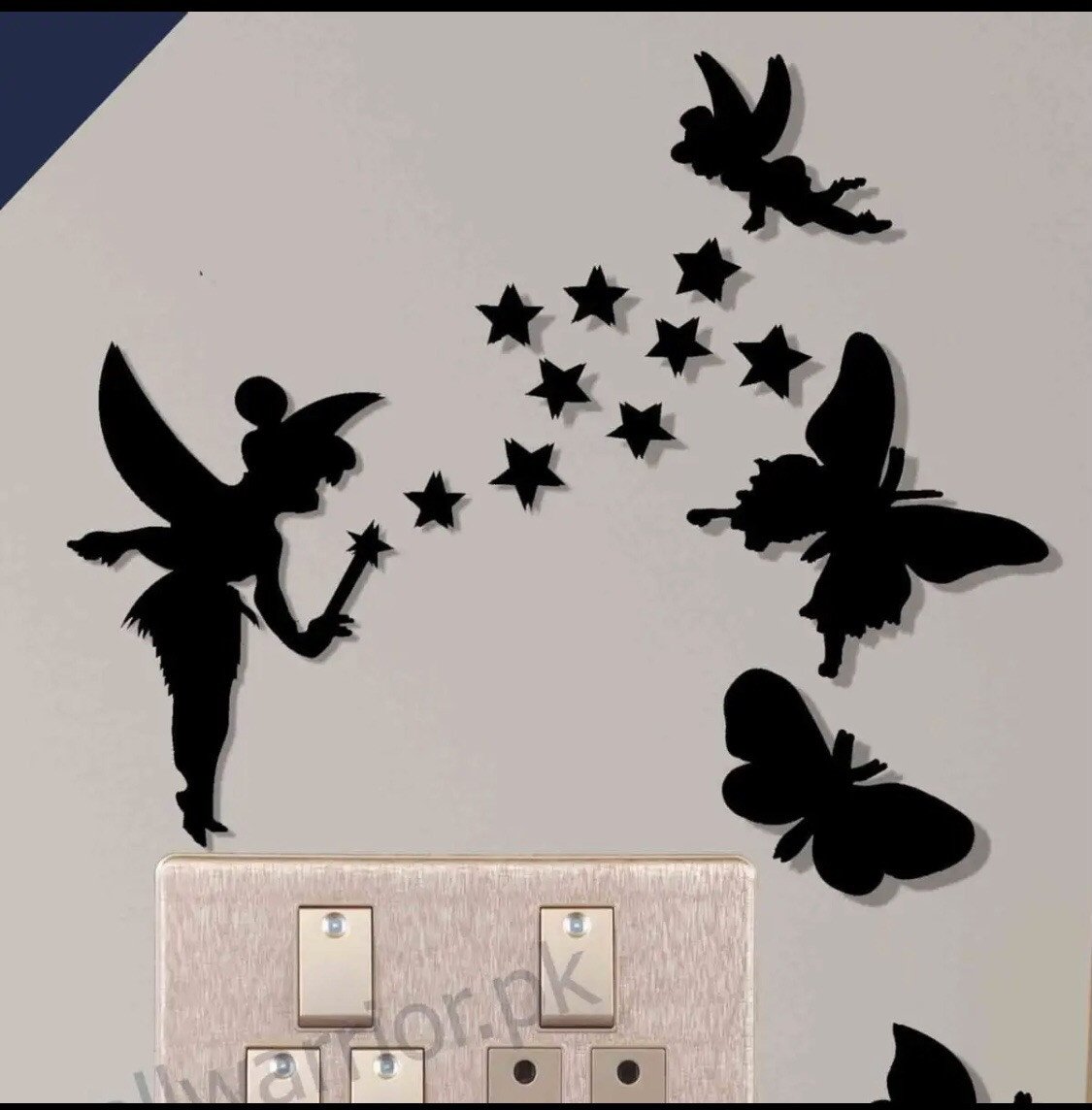 C.k creations_ wooden fairy with stars and butterfly very beautiful for wall decor