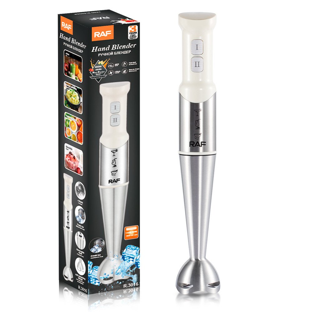 RAF 400w 4 Stainless Steel Blade 2 Speeds Mini Durable Electric Hand Blender Home Kitchen for Food Fruit Smart Juicer Hand Mixer