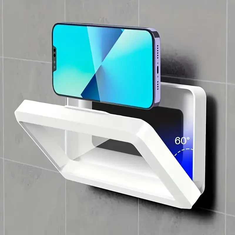 Waterproof ABS Shower Phone Holder with 360° Rotatable Touch Screen, Anti-Fog Clear Mount for Bathroom and Toilet