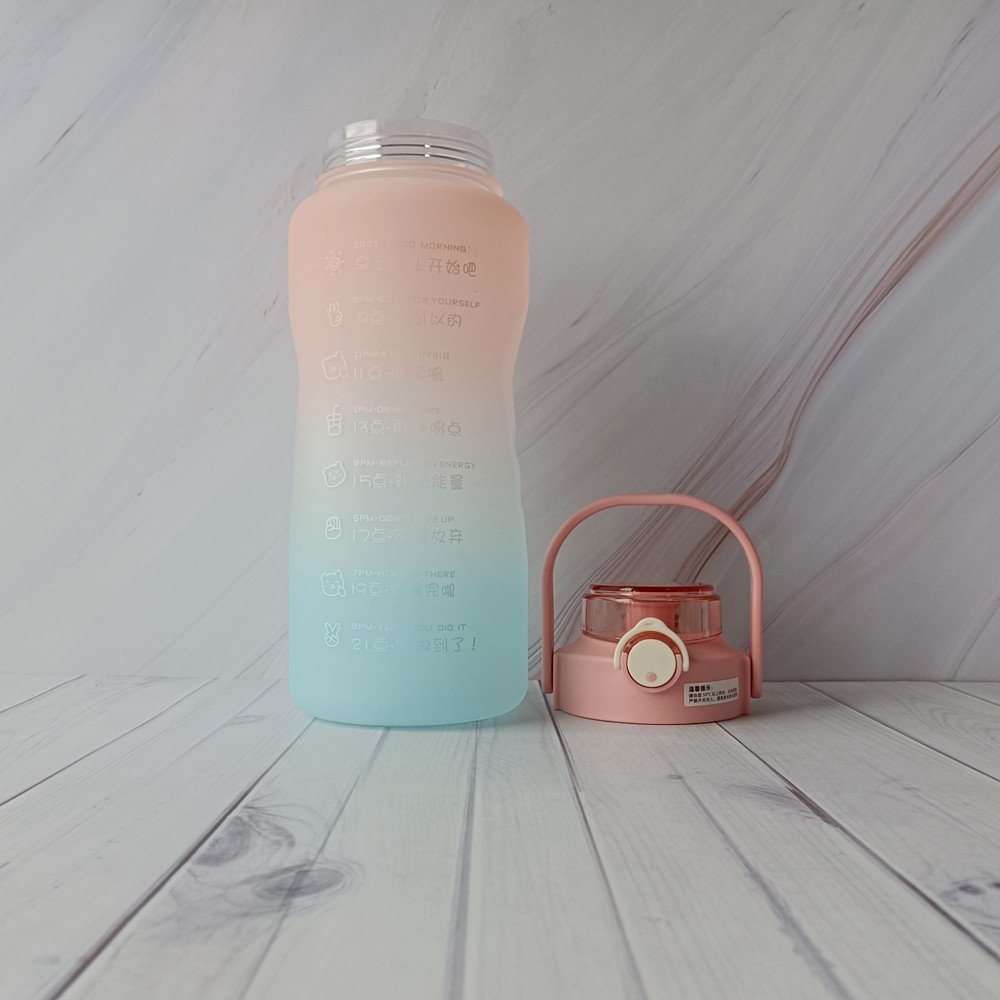 2L Sport Plastic Water Bottle with 12-Hour Time Marker BPA-Free minimalist Direct Drinking Design