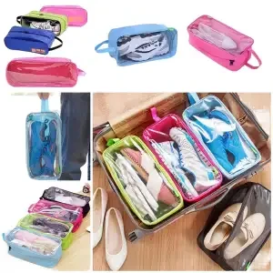 Shoes Organizer Storage Bag Travel Breathable Pouch Under Bed Toiletry Bag with clear window