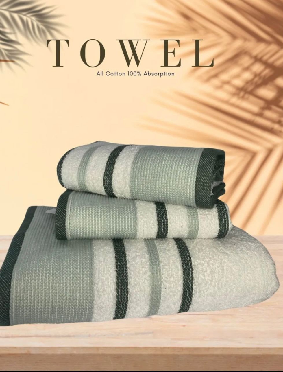 Luxurious 100% Cotton Towel Set of 3 - Supremely Soft and Absorbent in 2 Attractive Colors - Includes 1 Bath Towel (70x120cm) & 2 Hand Towels (50x80cm)