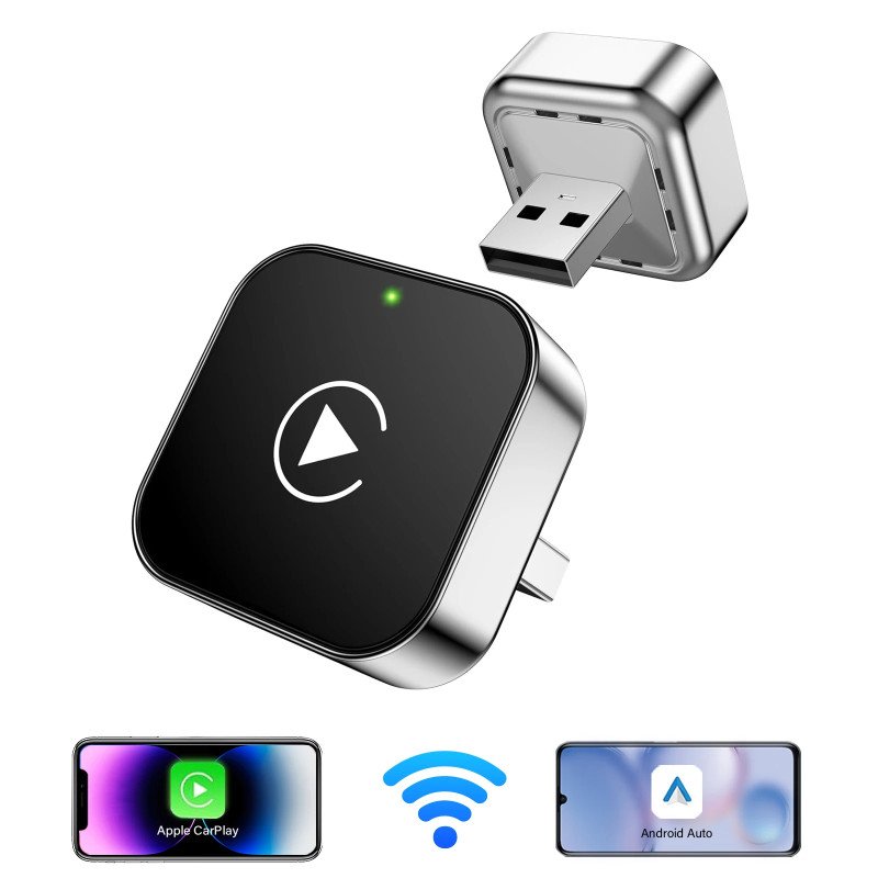 2025 Upgraded Mini Wireless CarPlay Adapter for Apple & Android - Plug & Play No Battery Required, Compatible with Various Car