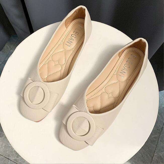 New Korean Style Square Toe Women Flat Shoes Spring Summer Shallow Mouth Leather Loafers Candy Color Boat Shoes Flats