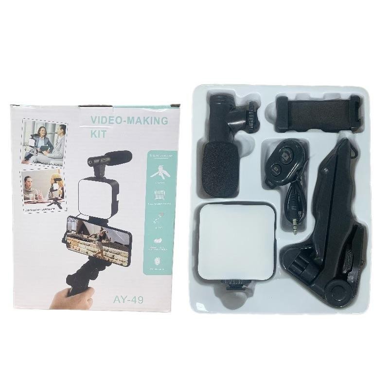 LED Flashlight Microphone Kit AY49 Versatile Handheld Set for Live Streaming Photography