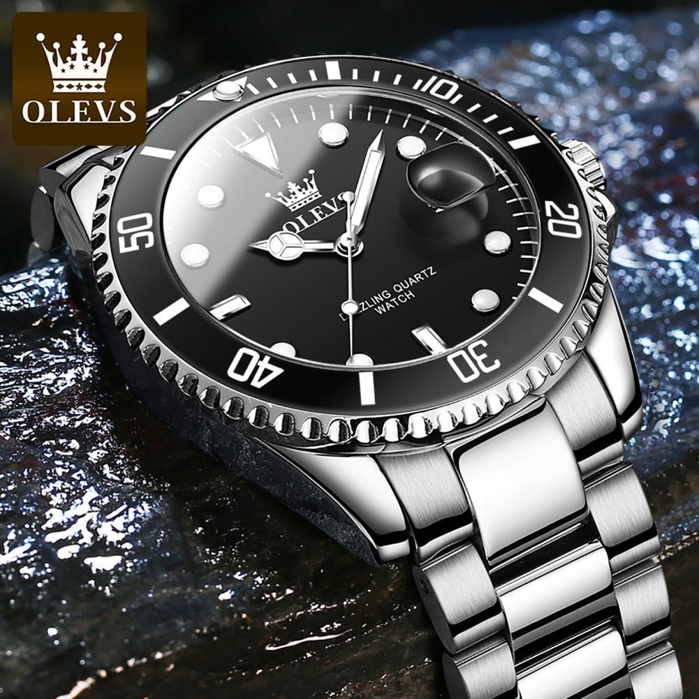 OLEVS Brand Men's Business Chronograph Fashion Luxury Stainless Steel Back Cover Analog Quartz Watch Wrist Watch Men