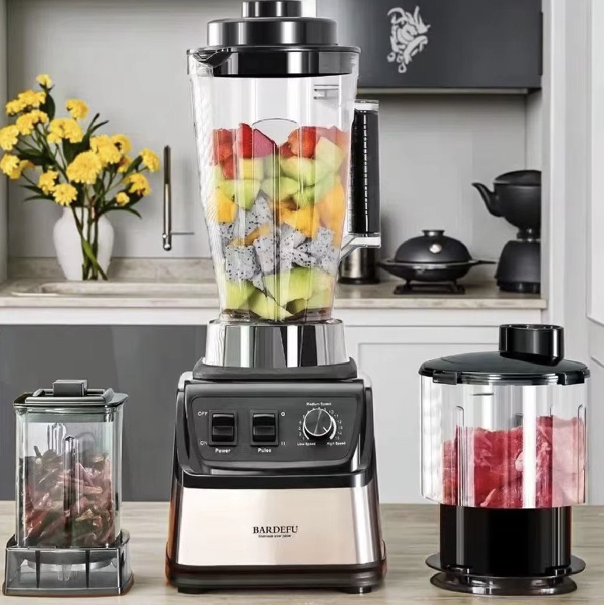 2025 NEW FS 3L 6 in 1 Kitchen Appliances Commercial Mixer Smoothie Juicer Food Processor Silver crest Heavy Duty Blender 3 in 1