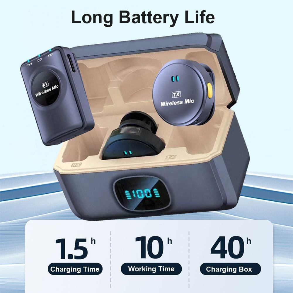 2Mic 3 in 1 Magsafe Magnetic Lavalier Lapel Clip Wireless Microphone with Charging Case Camera Phone Video Recording Mic