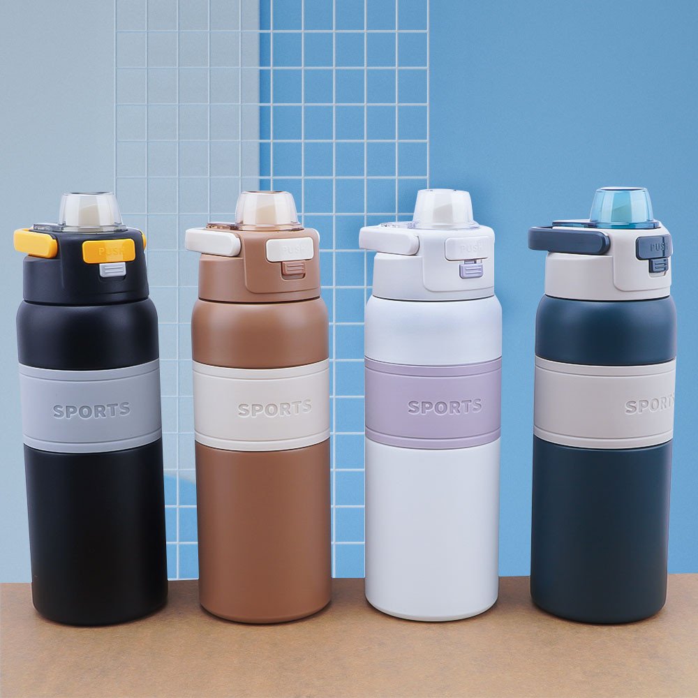 Insulated Water Bottle with Bounce Lid Outdoor Flask Double Wall Vacuum Stainless Steel Reusable Waterproof Sports Water Bottle