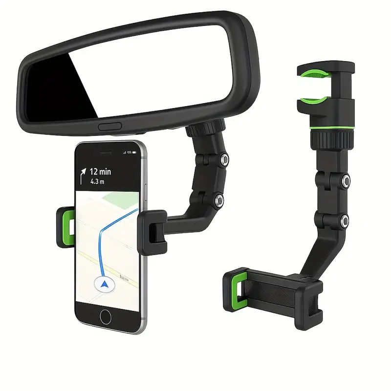 Adjustable 360° Rotating Phone Mount for GPS Navigation, Guitar, and Car Use - Durable ABS, Non-Waterproof, Uncharged,