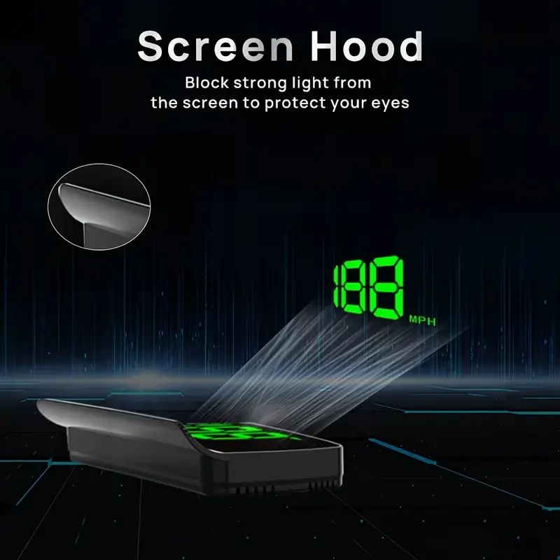 KUOWEIHUD Universal Car Digital Speedometer HUD - White/Green Light, Compatible with All Car Models, No Battery Needed