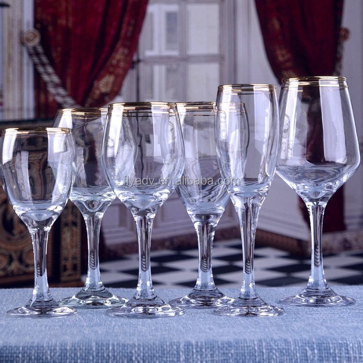 New Product Ideas Modern Colored Wine Drinking Glasses with Gold Rim Stylish Return Gifts