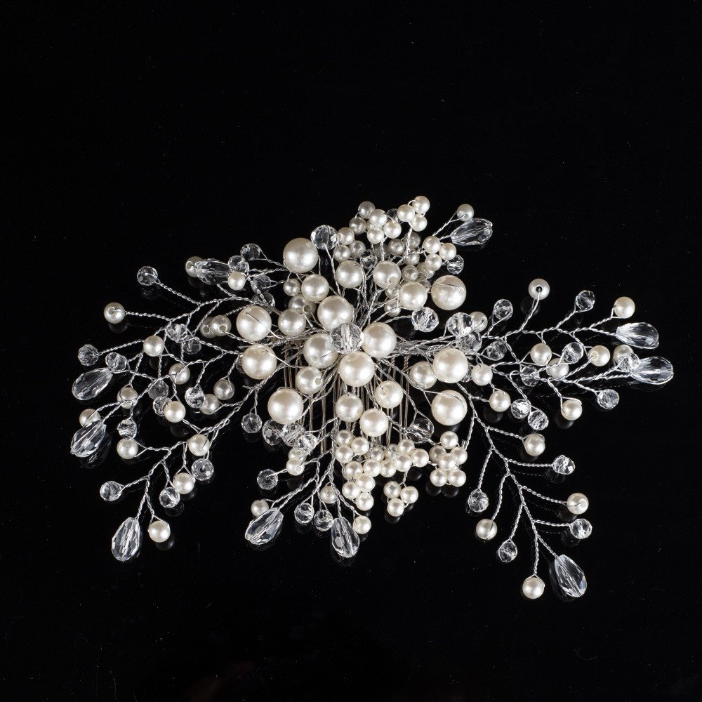 MLTS044-2 Fashion Bridal Pearls Hair Comb Elegant Flower Hair Comb Wedding Hair Jewelry Wholesale