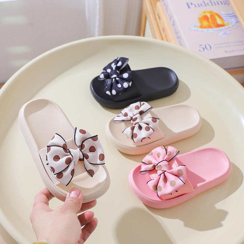 Cute Cool Summer Slippers for Girls Little Princess Medium-Size Indoor Outdoor Wear Soft Soles Bows Children's Comfy Slippers