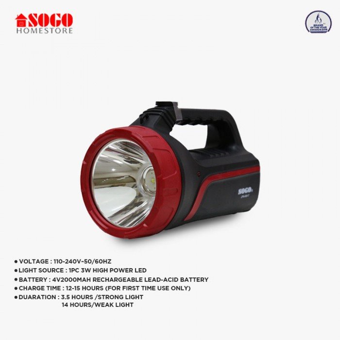 Sogo Rechargeable High Power Search Light 3w Led Torch Light (JPN-8817)