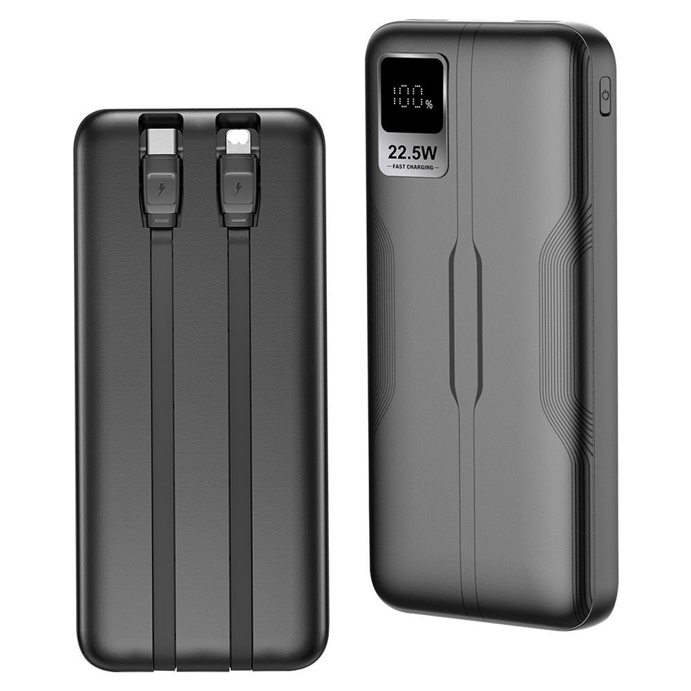 Build in Two Charging Cable Portable 10000mAh Power Bank Fast Charging With LED Display for Smart Phone