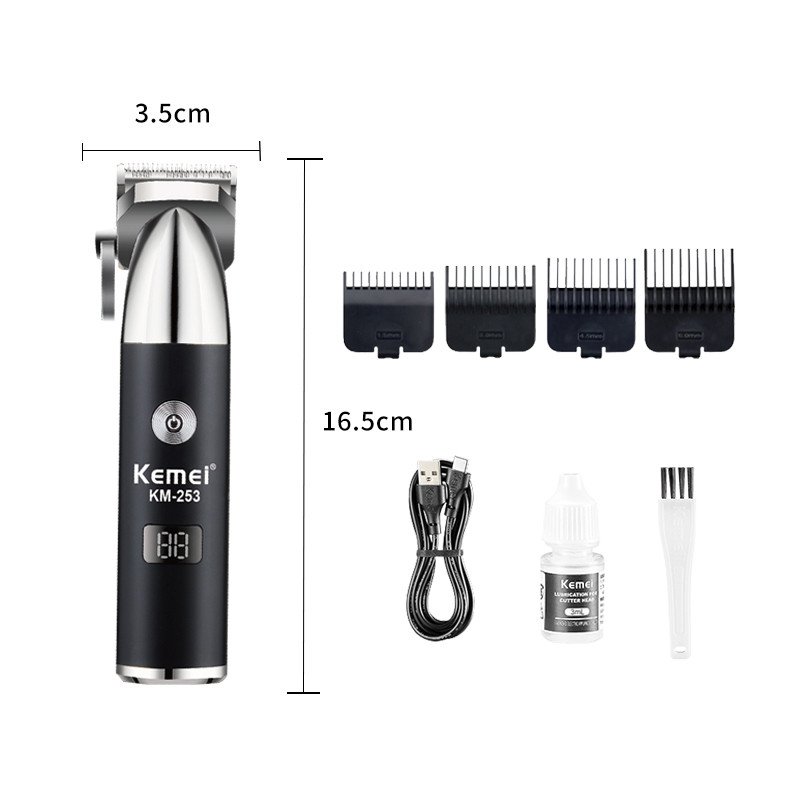 Professional Barber Cordless Machine Hair Trimmer Km-253 Adjustable Cutter Head Rechargeable Best Hair Trimmer