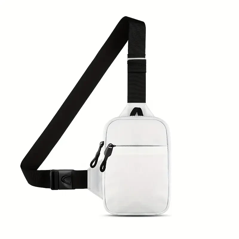 Men's Sporty Casual Crossbody Chest Bag - Sleek Black, Zipper Closure