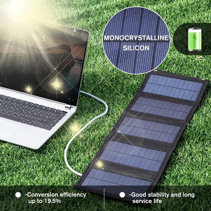 WEIHAOXI 100W Foldable Solar Panel Kit, Portable USB Charger with Mobile Phone Charging for Outdoor Camping, Hiking, Picnics, Cycling - Solar Powered, 36V Max Voltage,