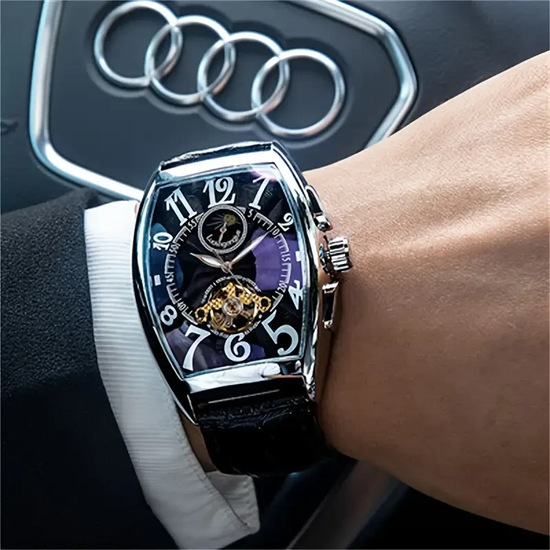 [Sophisticated Design] Elegant Men's Automatic Mechanical Watch - Luxurious Golden-Tone with Roman Numerals