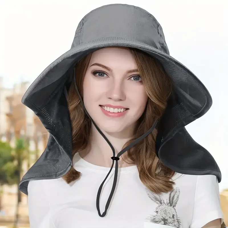 1pc Summer Outdoor Straw Hat for Women - Large Brim Beach Hat with Ribbon Bow, Foldable, Lightweight & Portable