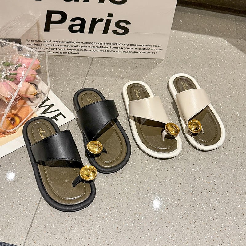 Women's Summer High-Bottom Butterfly Slip-On Flats Custom Non-Slip Beach Shoes Versatile Soled Wholesale Fashionable Breathable