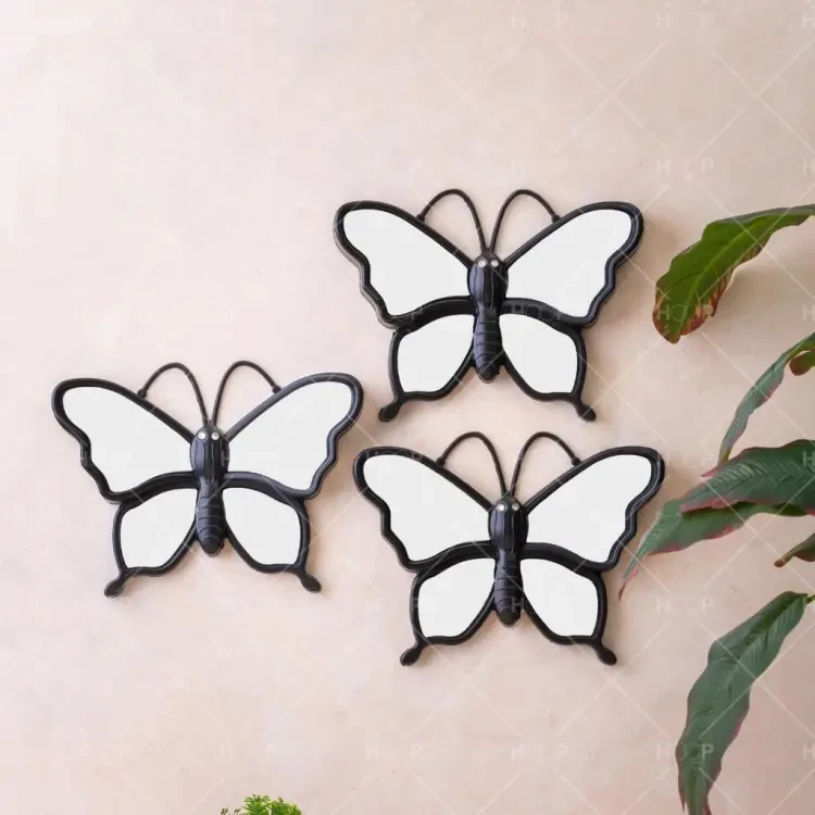 3 piece wall mirror butterfly for wall decorations home decoration