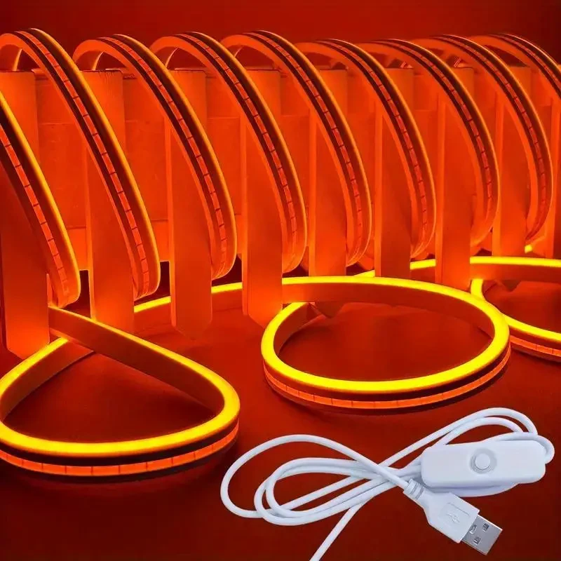USB-Powered LED Neon Light Strip - Orange Glow, Easy to Install, Customizable DIY Design for Living Room, Kitchen, Bedroom, Bar, and More