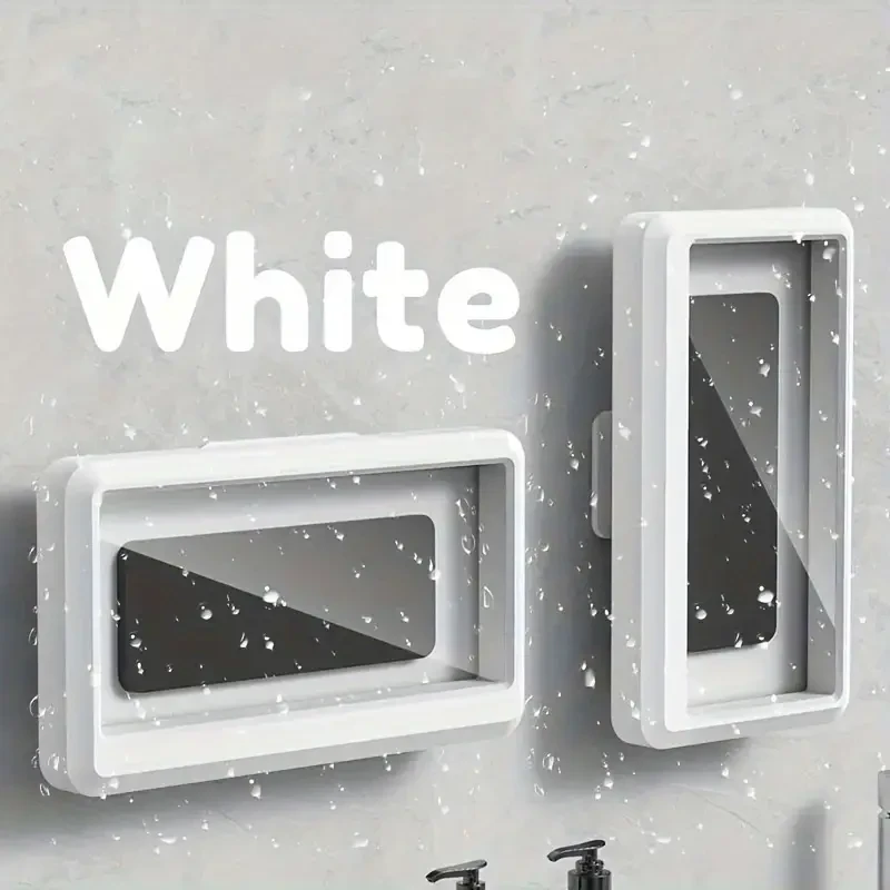 Waterproof ABS Shower Phone Holder with 360° Rotatable Touch Screen, Anti-Fog Clear Mount for Bathroom and Toilet