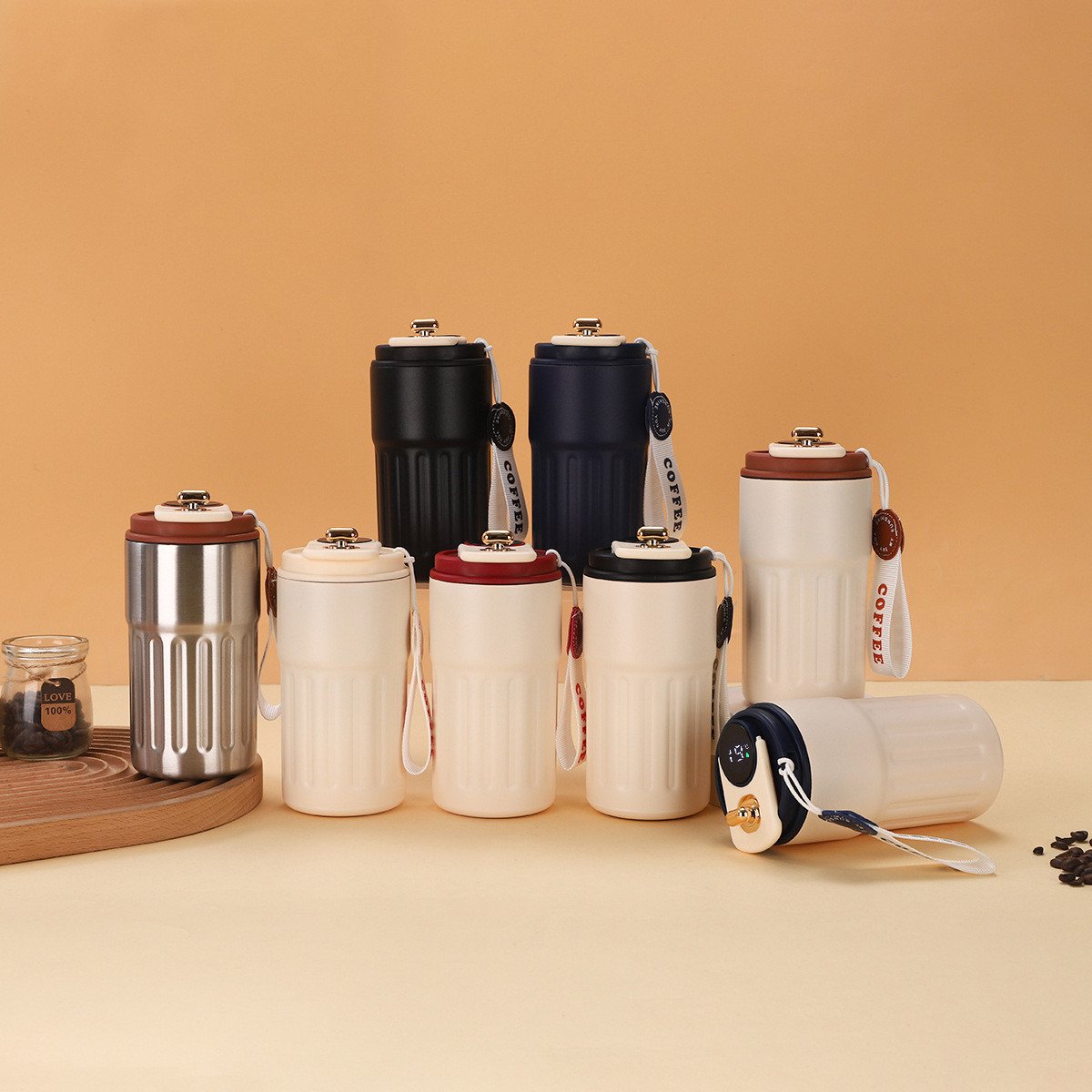 New Fashion Style 316 Stainless Steel Coffee Cup Insulated Travel Water Tumbler Coffee Mug with Temperature Display Lid