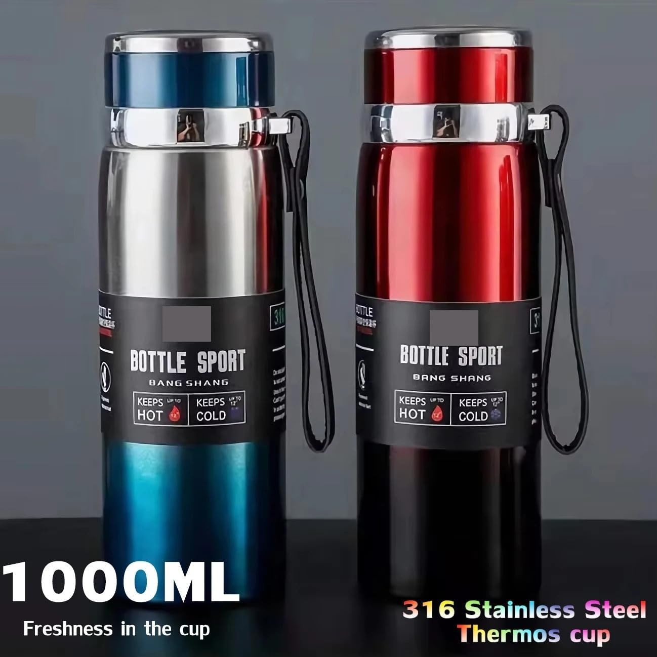 1L Keep Cold Hot Vacuum Insulated Sports Bottle Thermos Stainless Steel Thermos Bottle for Water Tea Coffee Vacuum Flasks1L Keep Cold Hot Vacuum Insulated Sports Bottle Thermos Stainless Steel Thermos