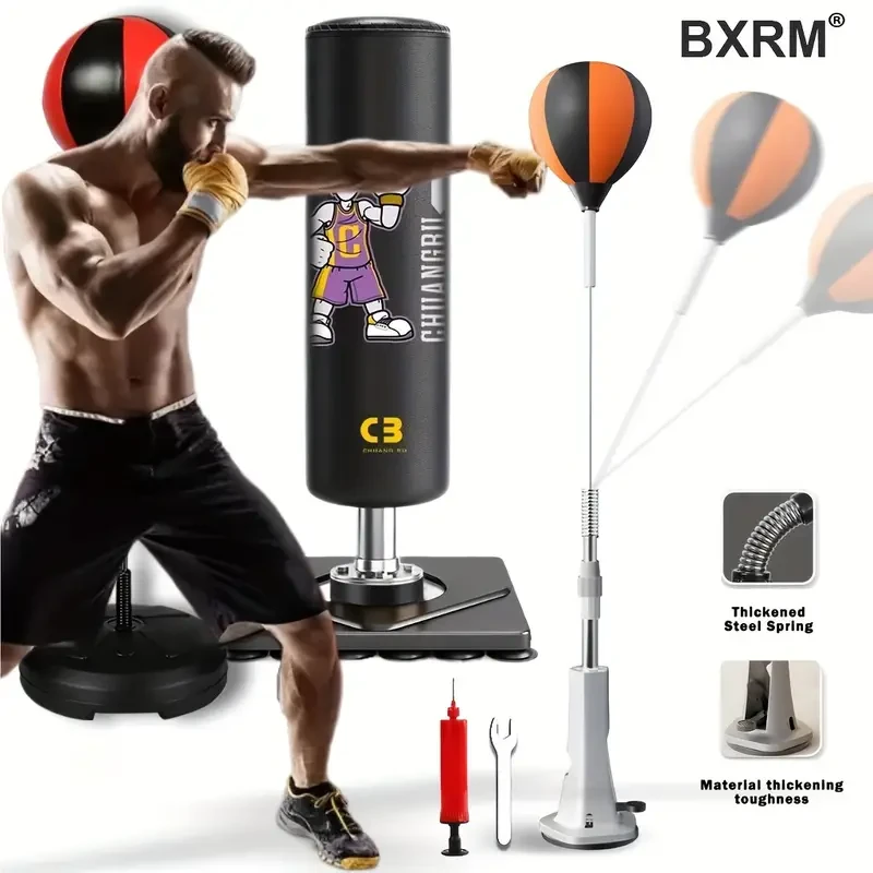 137.92-160.02 cm Height Adjustable Boxing Punching Ball with Spring, Includes Pump and Screw Wrench