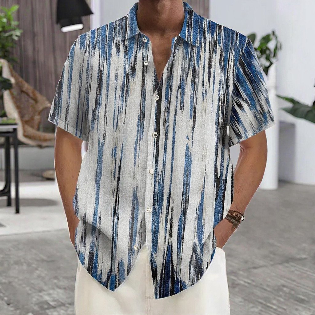 Premium Men's Summer Casual Short Sleeve Knit Shirt Customizable Floral Hawaiian Beach Print Satin Loose Fit Matching Couples'
