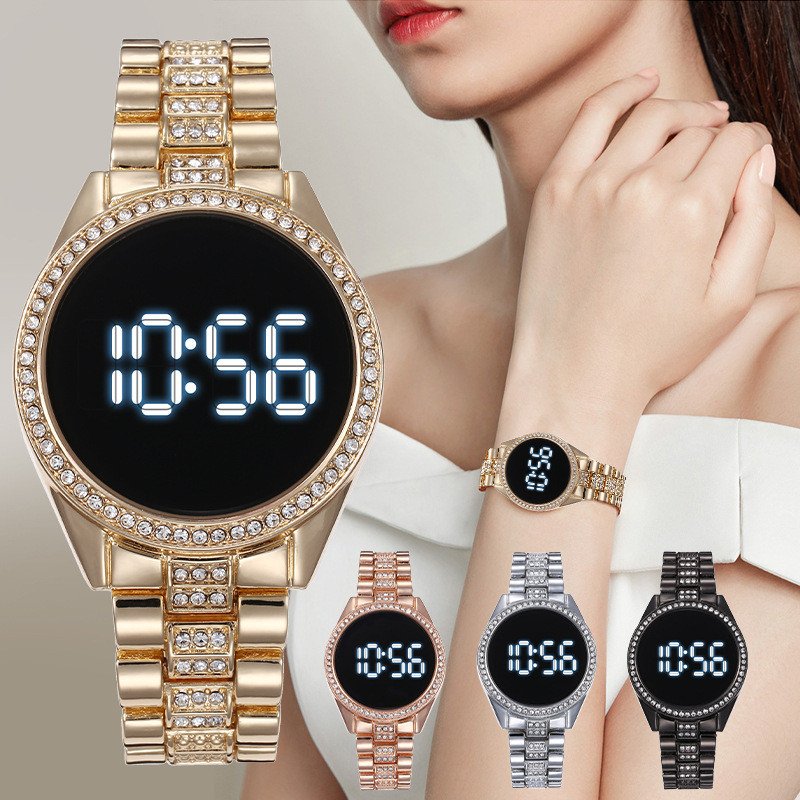 LW08 Diamond Minimalist Ladies Luxury Wrist Watch Stainless Steel Band LED Women Watches