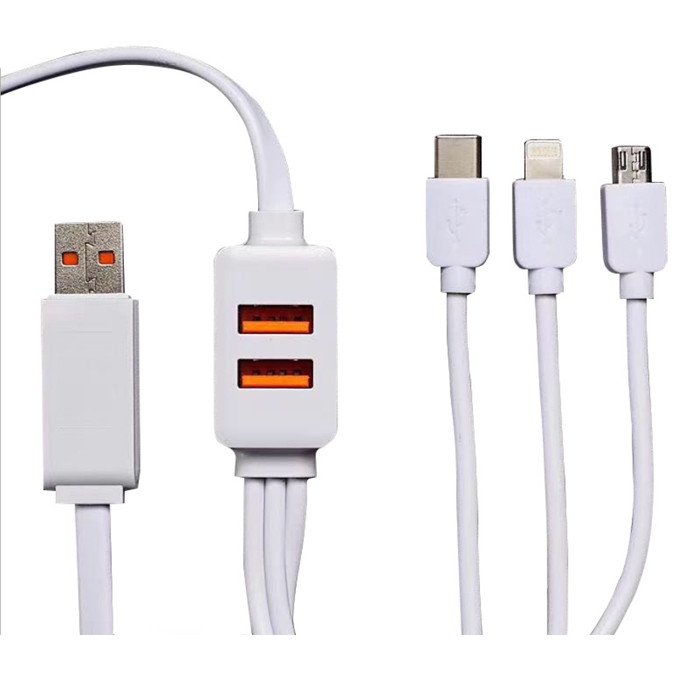 MIA technology 3 in 1 Multiple charging cable with 2 usb port