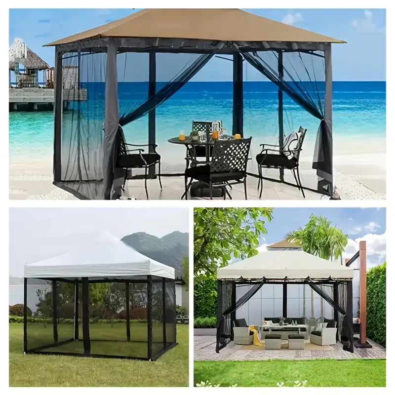 1pc Outdoor Mosquito Net with Slide Ring - Sunshade Canopy Screen for Patio, Porch, Garden & Backyard