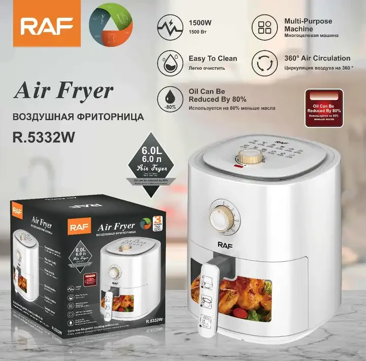 2023 New Smart RAF Air Fryer 6L Digital LCD Screen Multi Air Oven Healthy Air Fryer Without Oil