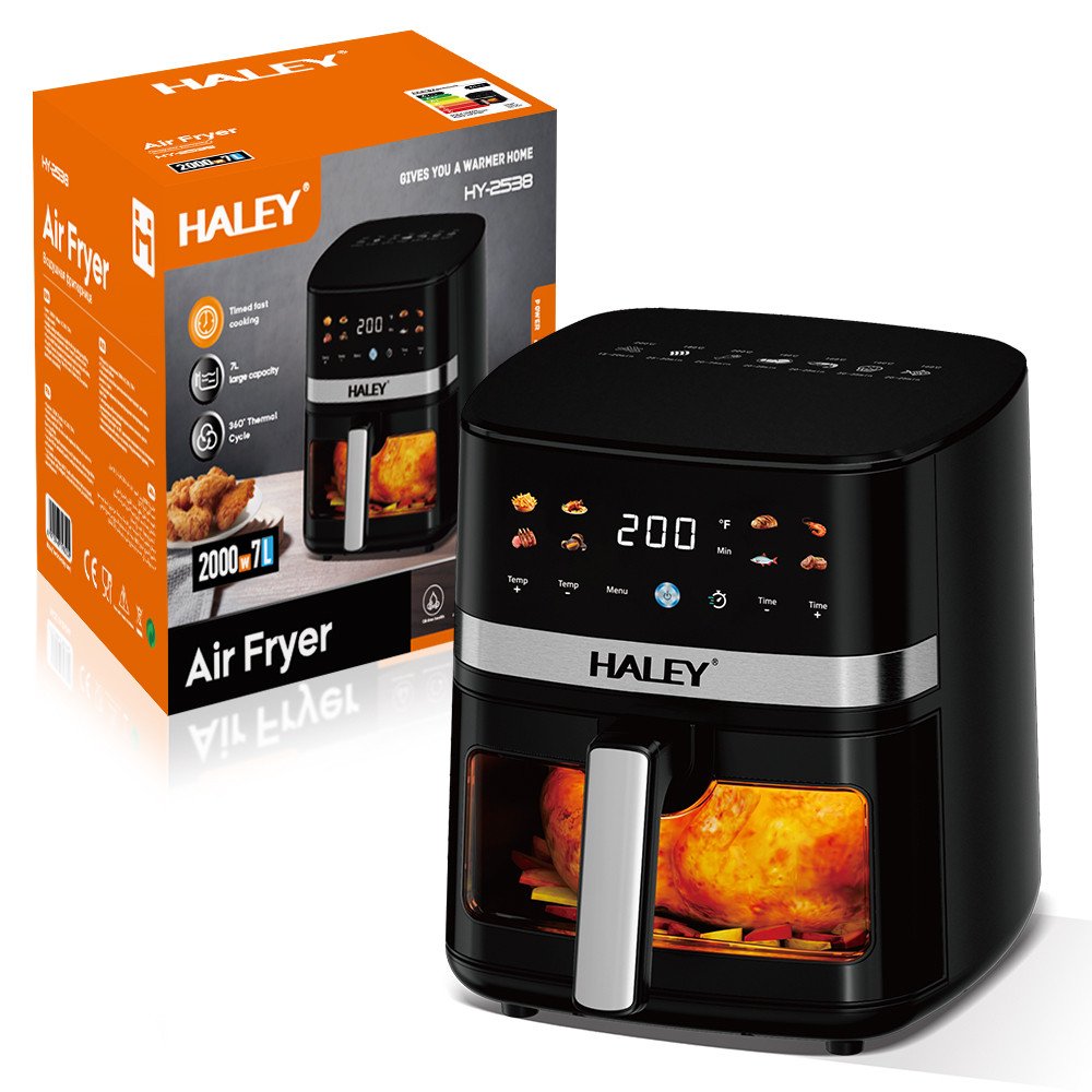 Haley Modern Square Air Fryer Multi-Function Touch Screen Visible Easy Clean Digital Electric Deep Fryer Oilfree for Household