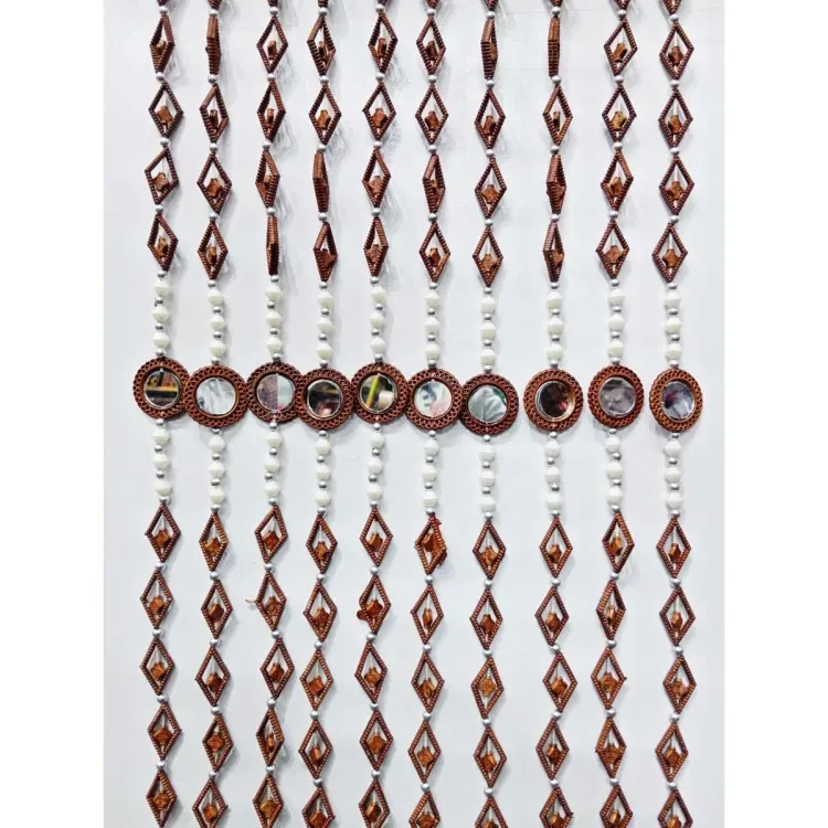 Pack of 10 beautifull string beads curtain - Door curtain - White and brown blinds curtain - Tassel beads curtain - 10 Rows glass beads curtain - Crystal curtain - Moti parda set