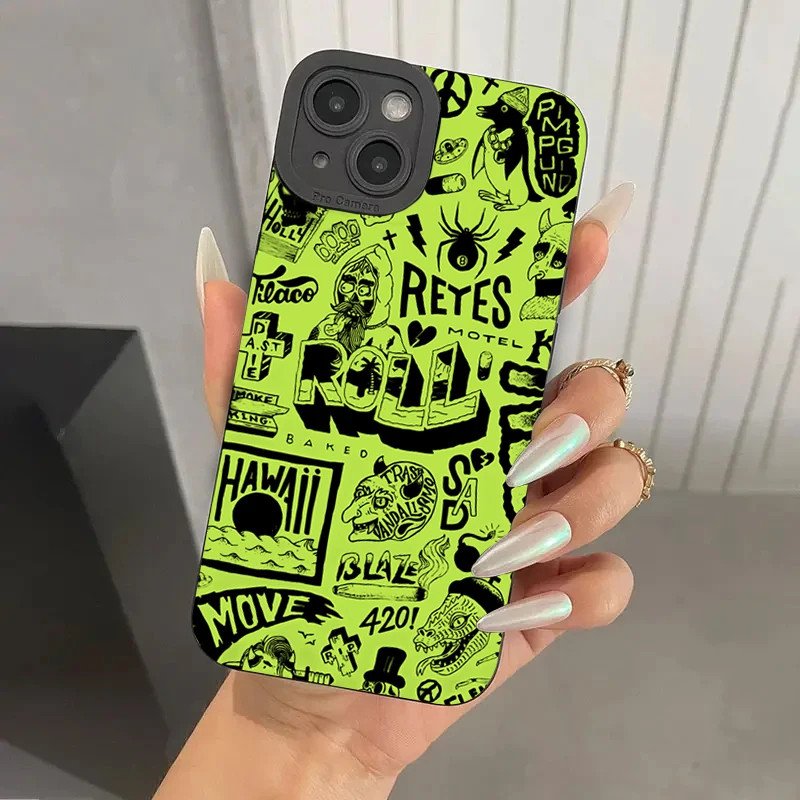 Fluorescent Green English Silicone Phone Case For iPhone 15 14 13 12 11 Pro Max XS X XR 7 8 Plus 15 Shockproof Soft Bumper Cover